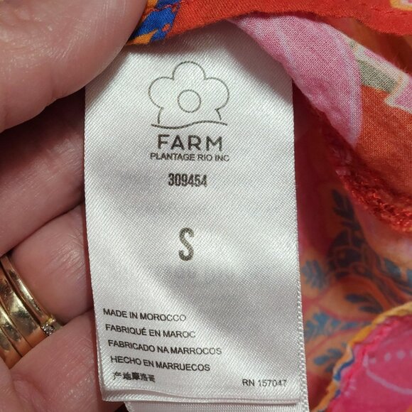 FARM Rio Mystic Bush Buttoned Blouse Red Boho Sz S - Picture 10 of 12